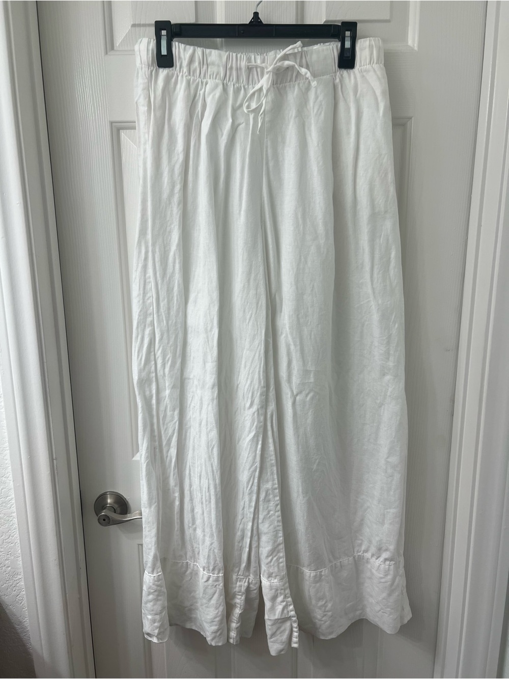 Zara White Lightweight Drawstring Linen Pants